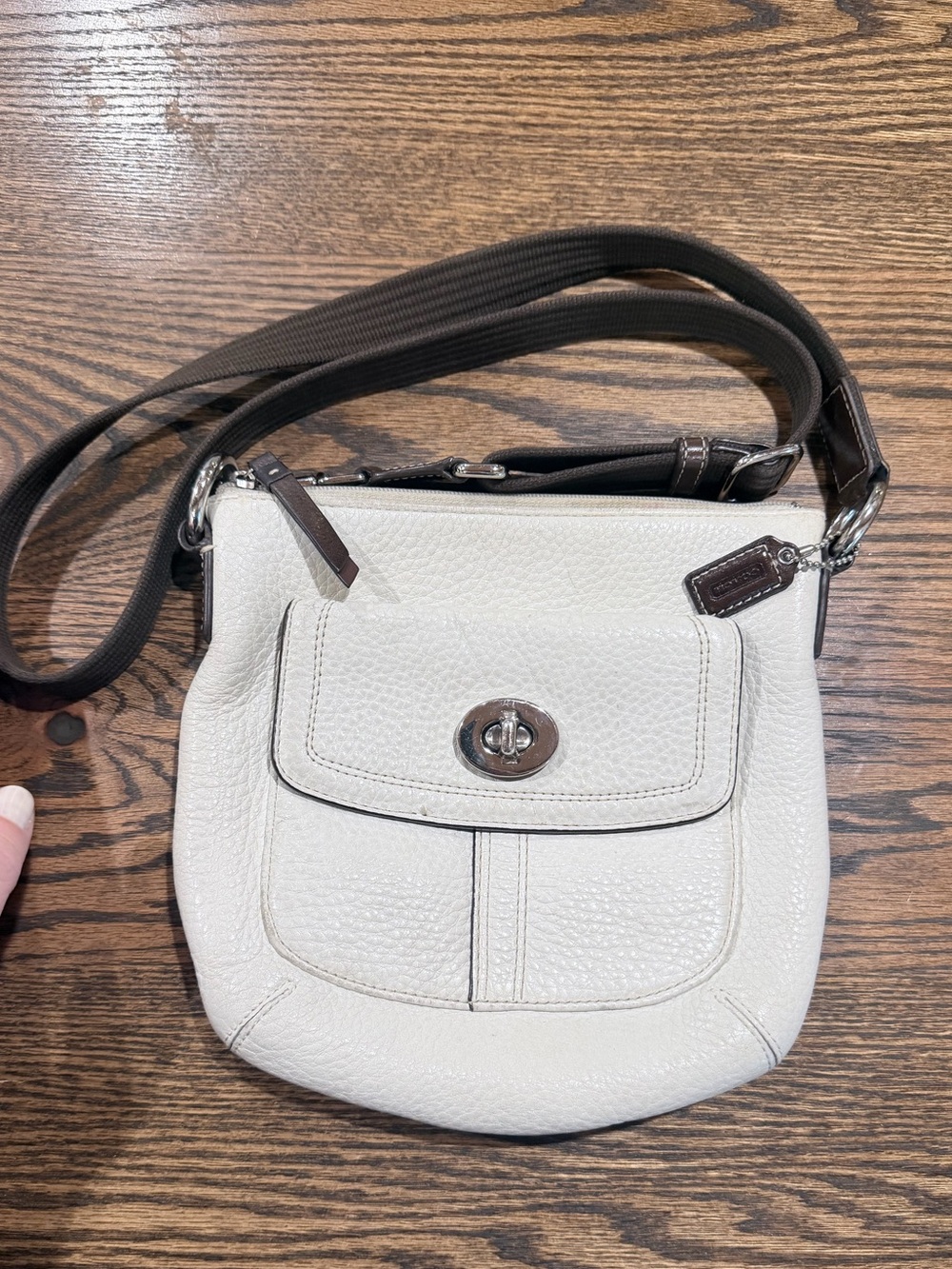 Coach Hamilton Crossbody, Pebbled Leather with Dark Brown Strap and Hangtag